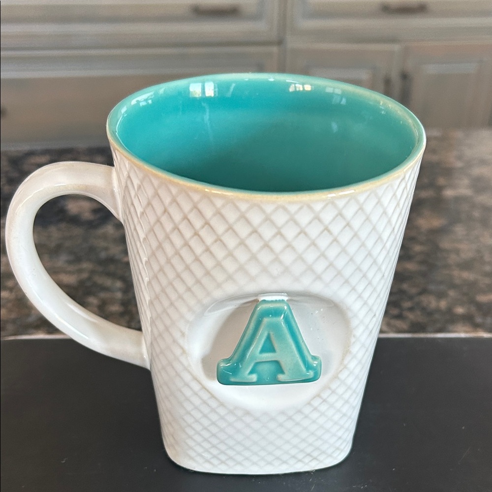 FOOD NETWORK 3D LETTER " A" MONOGRAM STONEWARE MUG NWT
